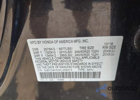 2019 Acura Mdx Tech Pkg from USA, damaged, VIN 5J8YD4H53KL009373